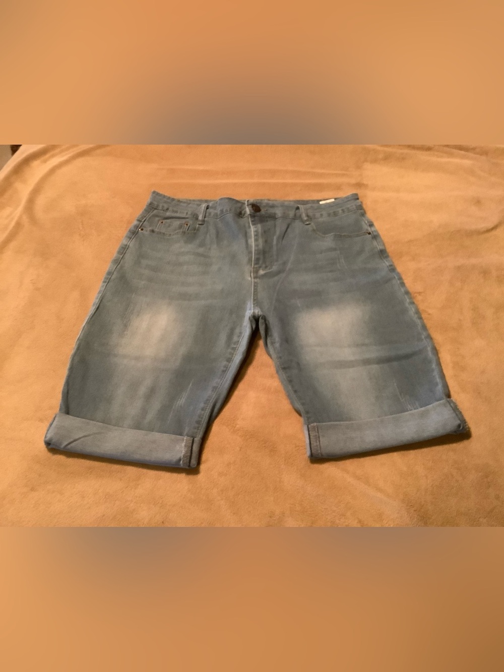 Women's Light Wash Denim Jean Shorts with Rolled Hem
